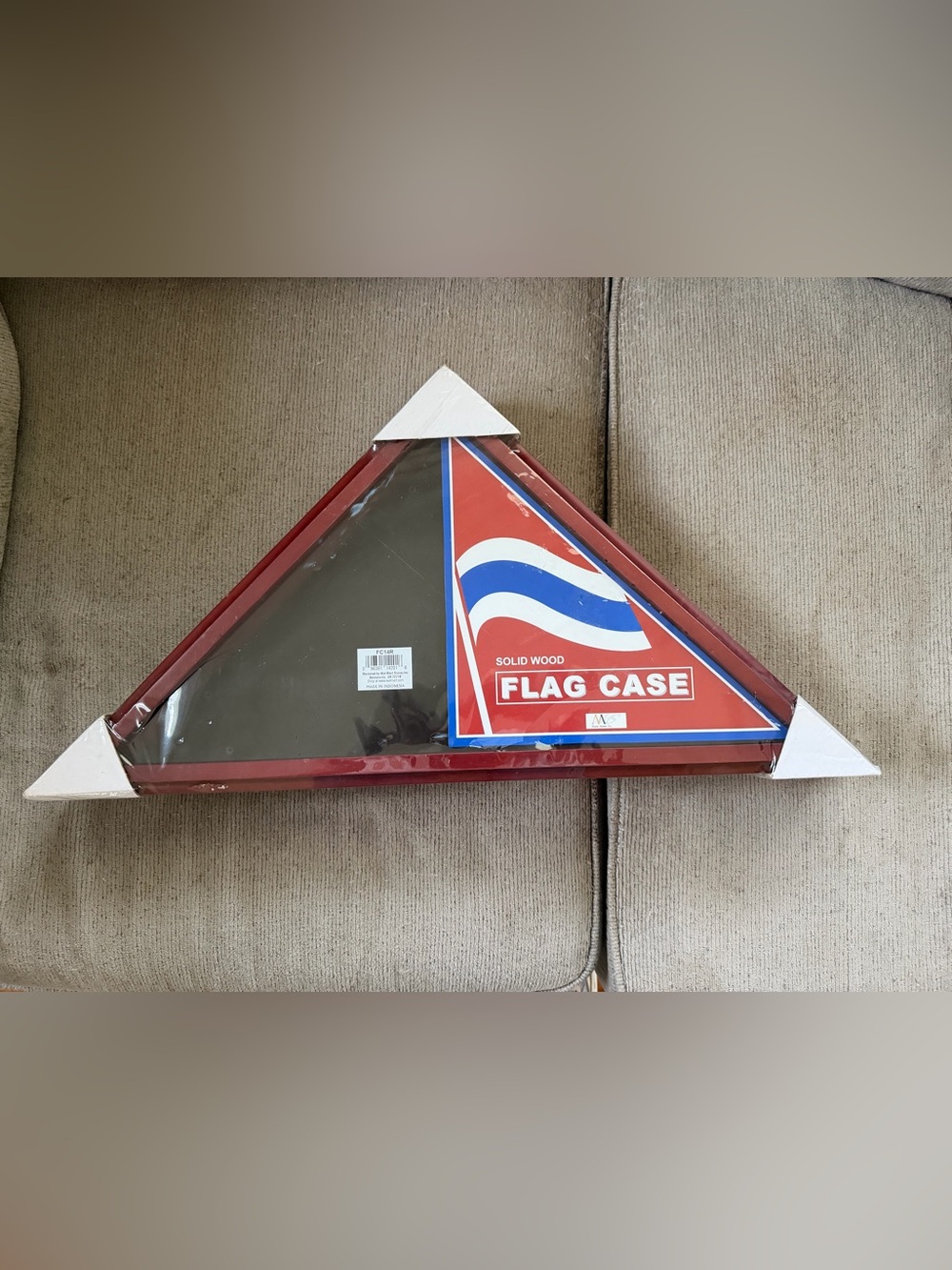 Solid Wood Flag Display Case - Red